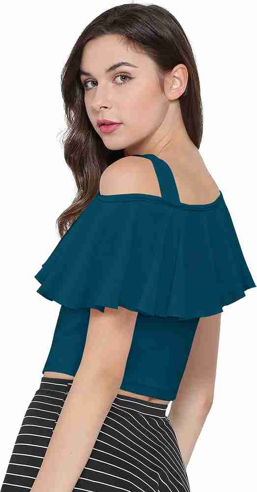 JIGNESH TEXTILES Casual Solid Women Blue Top Buy JIGNESH