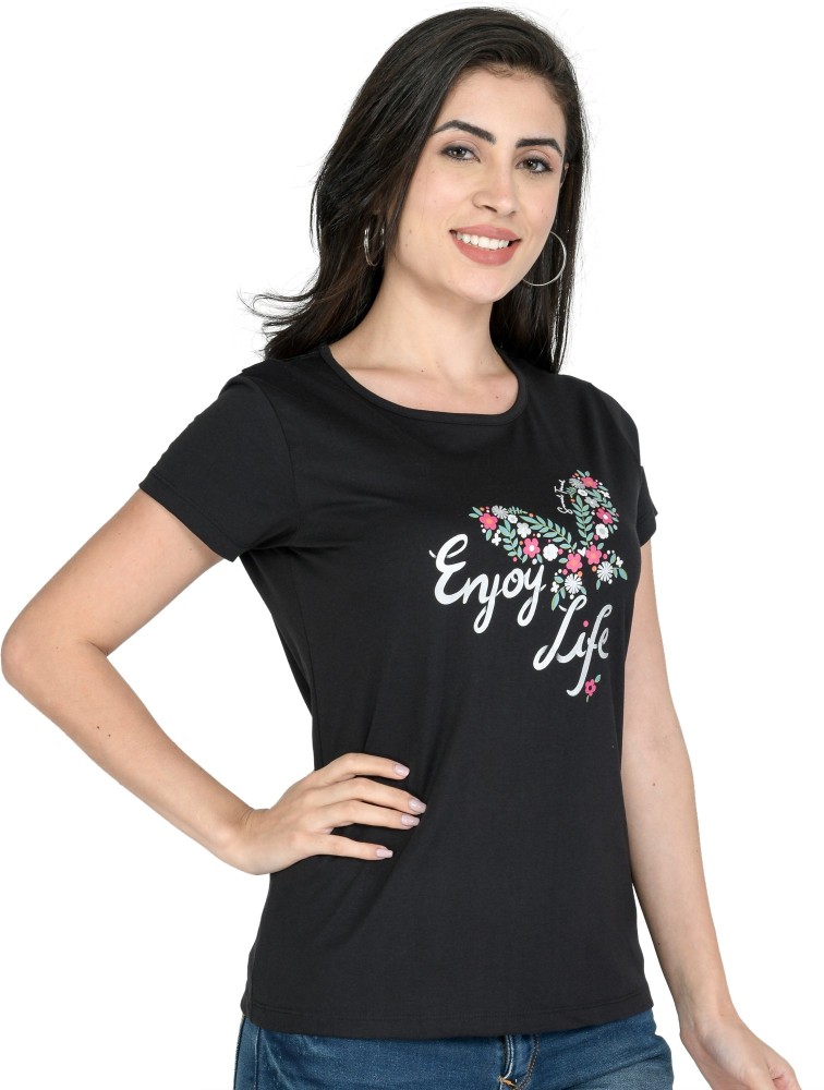 Buy WOMEN TOUCH Women Black Printed Pure Cotton Tops Online at