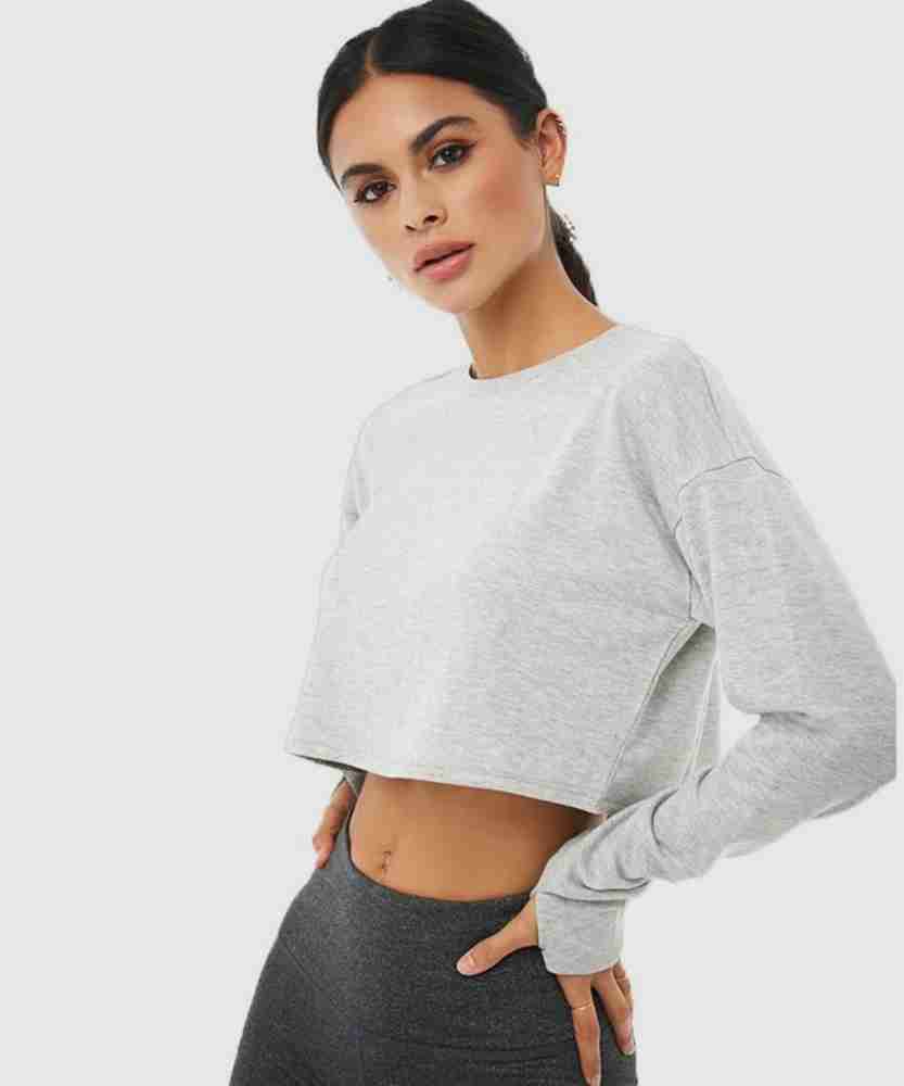 Styvibe Women Black Full Sleeve Round Neck Crop Top