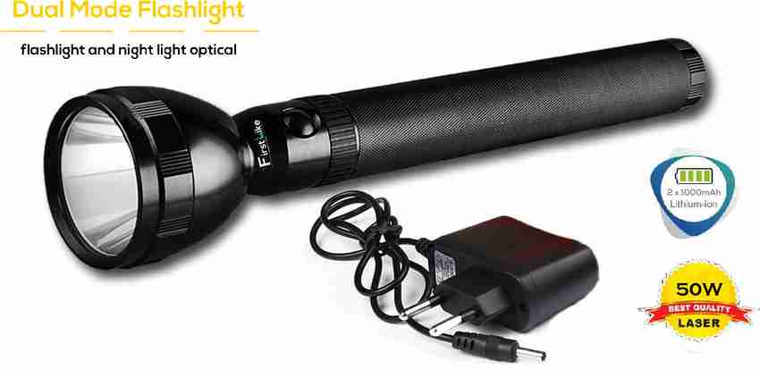 FIRSTLIKE Professional Long Range Torch Strong Metal Body High Power White Led Flashlight Torch