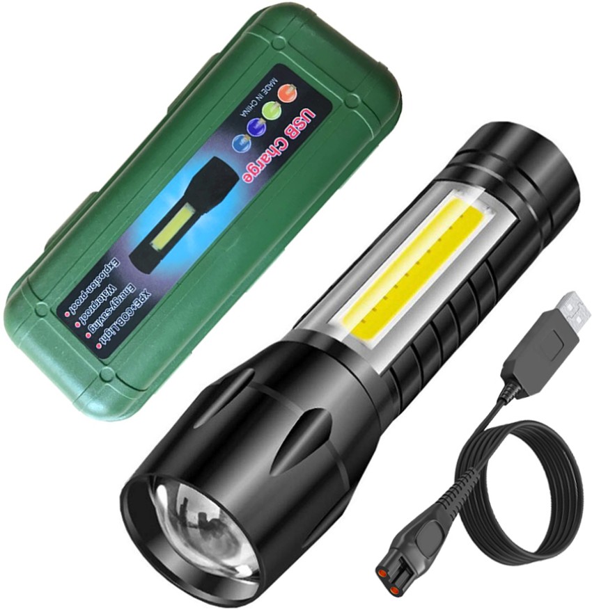 Mini LED Torch Light USB Rechargeable Zoomable Flashlight