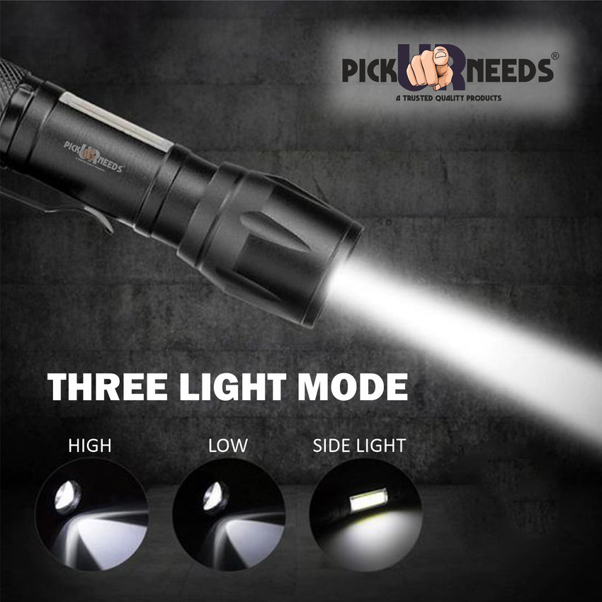 Pick Ur Needs Rechargeable LED Zoomable 3 Modes COB 9W Flashlight