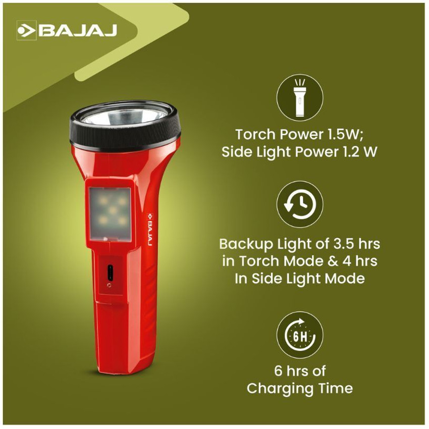 Bajaj led torch battery shop