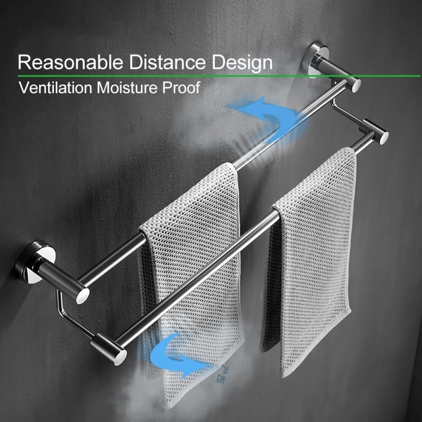 Bathfits Stainless Steel 304 Grade Double Rod Towel Holder Hanger