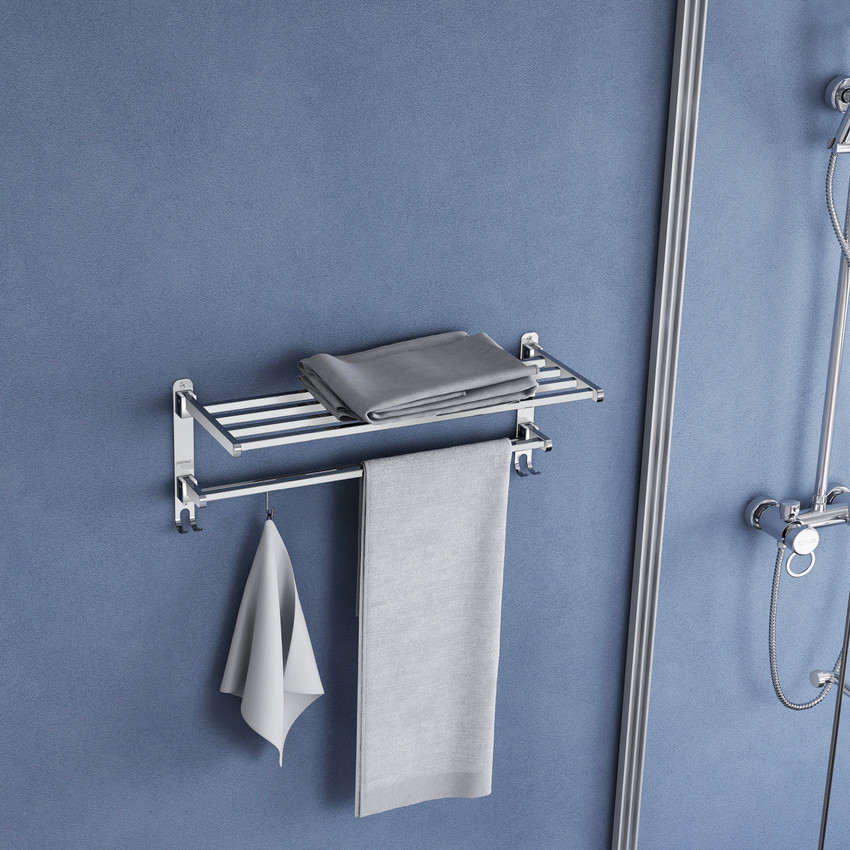 Folding towel rack with bar shop