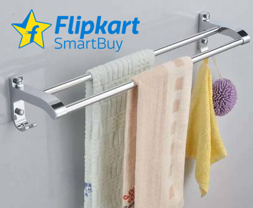 Flipkart SmartBuy 304 Stainless Steel Towel Hanger for Bathroom 24 Inch Chrome Finish pack of 1 silver Towel Holder Price in India Buy Flipkart SmartBuy 304 Stainless Steel Towel Hanger for Bathroom