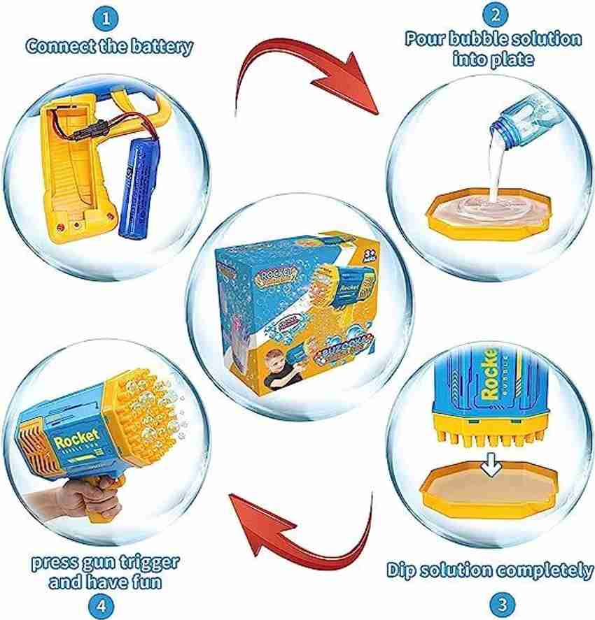 Bubble Gun, Bubble Machine for Kids, 69 Holes Rocket Bubble with 20 Packs  of Bubble Solution, Bubble Launcher Children's Toys