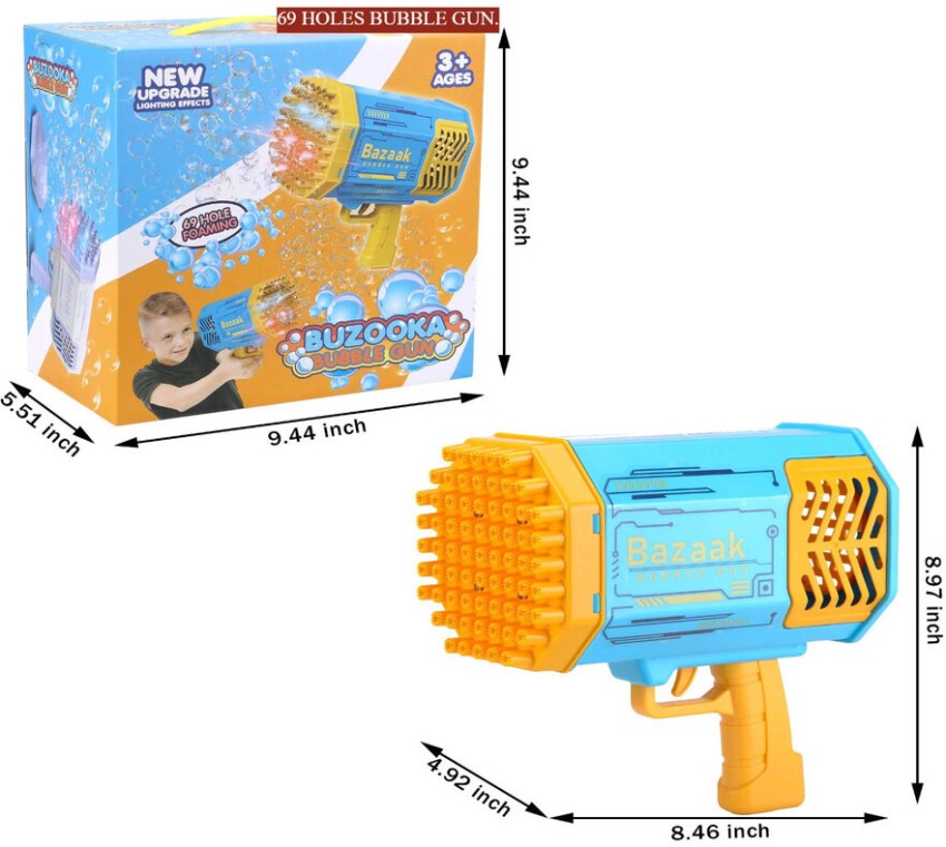 Bubble Gun, Bubble Machine for Kids, 69 Holes Rocket Bubble with 20 Packs  of Bubble Solution, Bubble Launcher Children's Toys