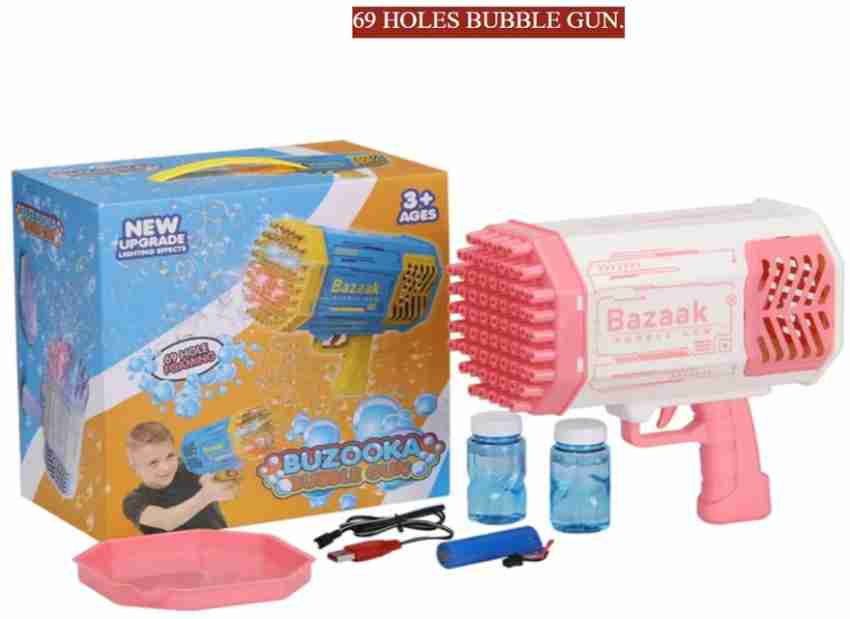 Bubble Gun, Bubble Machine for Kids, 69 Holes Rocket Bubble with 20 Packs  of Bubble Solution, Bubble Launcher Children's Toys