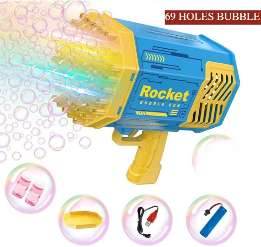  Bubble Machine Bubble Gun 69 Holes with Colorful