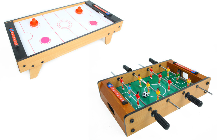PlayKith Wooden Air Hockey Table and Foosball Table Super Sports