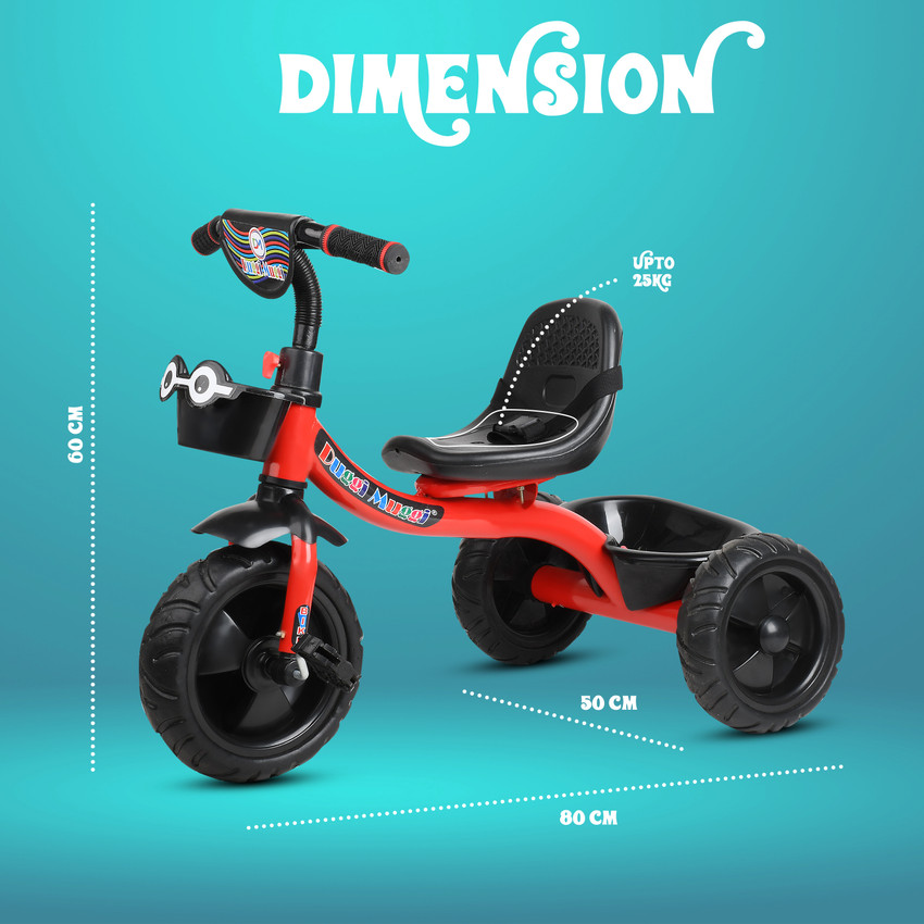 TOYSHOPPEE Tricycle with Basket Seat Belt Rubber Tyre Comfortable