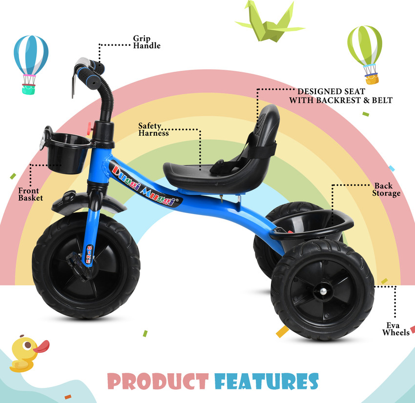 TOYSHOPPEE Tricycle with Basket Seat Belt Rubber Tyre Comfortable Tricycle Kiddo for 2 3 4 5 Years Baby Kids Tricycle Price in India Buy TOYSHOPPEE Tricycle with Basket Seat Belt Rubber Tyre Comfortab...