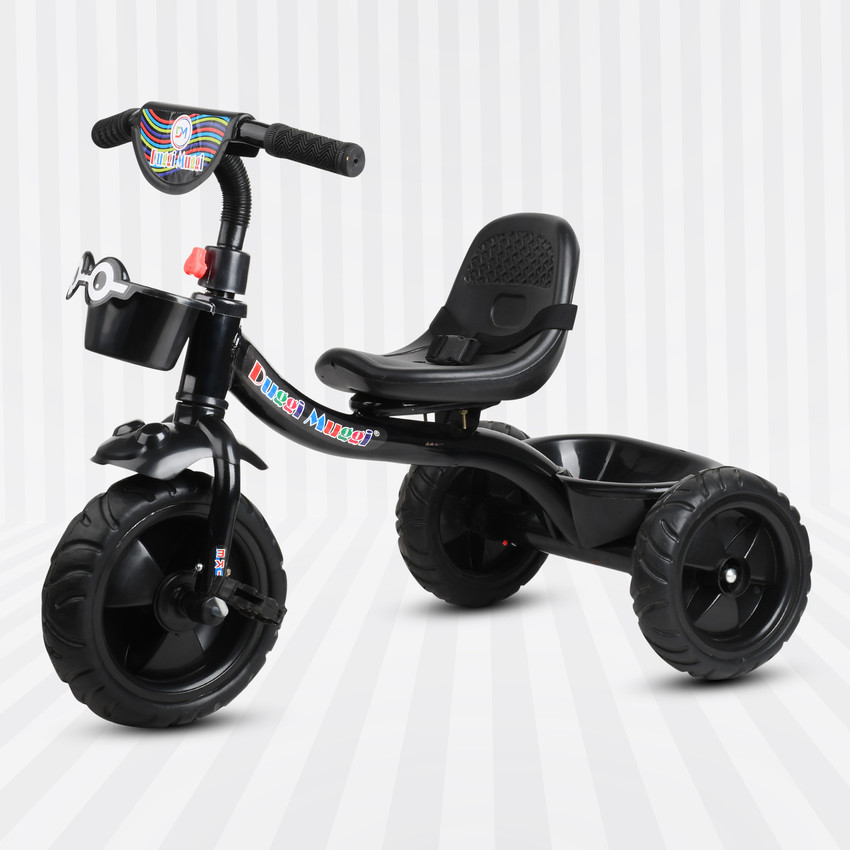 DUGGI MUGGI Tricycle with Basket Seat Belt Rubber Tyre Comfortable Tricycle Kiddo Tricycle for 2 3 4 5 Years Baby Kids Tricycle