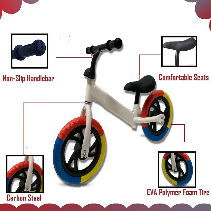GOCART Kids Training Bicycle with Adjustable Seat and Handlebars Children Balance Scooter Two Wheeled Non Pedal Walking Sports Balance Bike Tricycle
