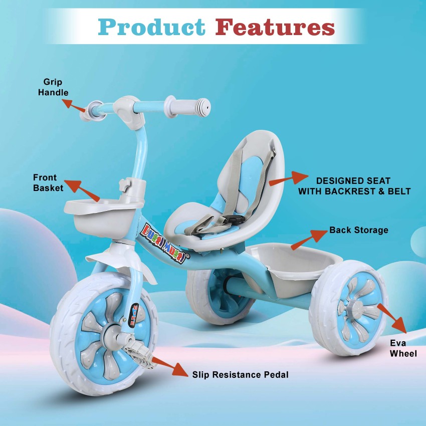 DUGGI MUGGI THE BABY Tricycle with Seat Blet FOR BABY KIDS THE BABY Kids Best Tricycle New Model with Seat Belt Tricycle Price in India Buy DUGGI MUGGI THE BABY Tricycle with