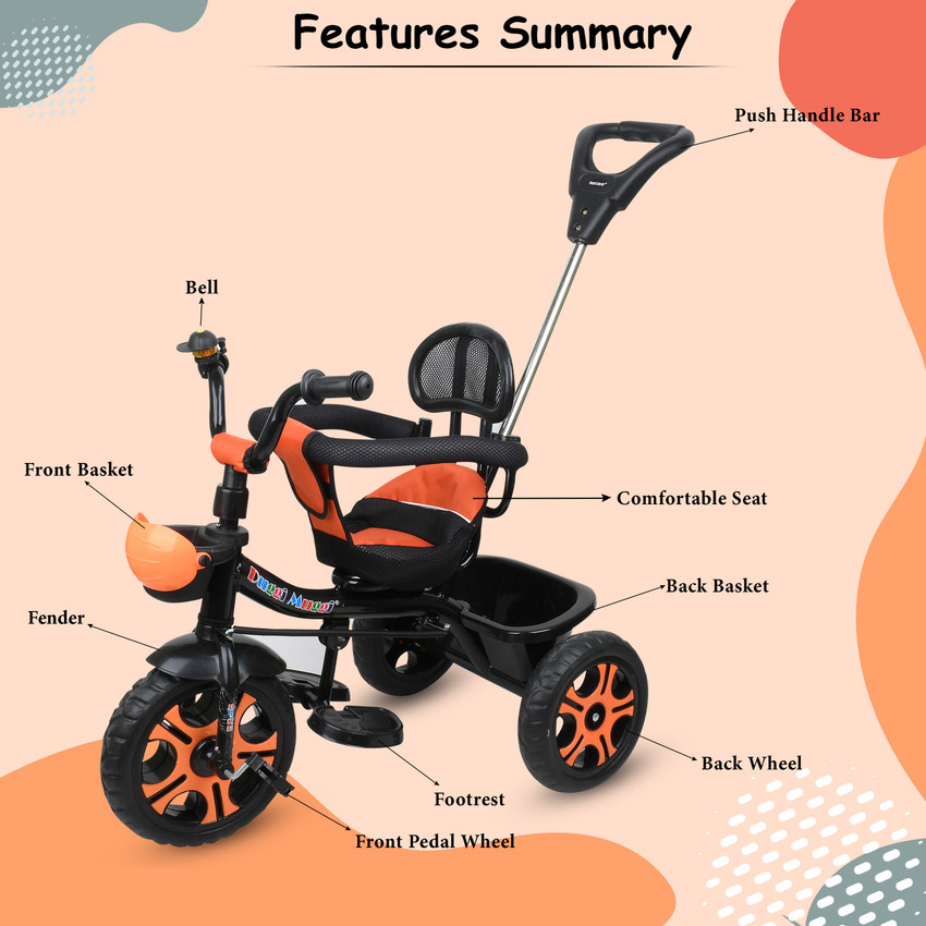 TOYSHOPPEE with Parental Push Handle Baby TriCycle Suitable for 1 5 Years Kids Tricycle Price in India Buy TOYSHOPPEE with Parental Push Handle Baby TriCycle Suitable for 1 5 Years Kids Tricycle onlin...