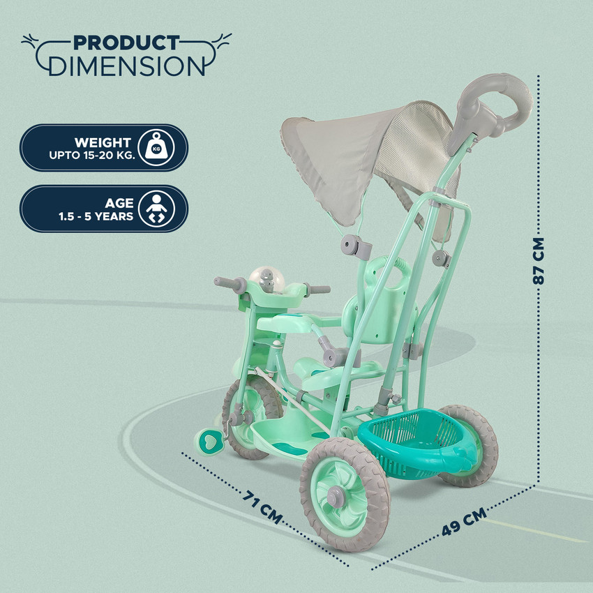Dash Kids VEGA Musical tricycle with Canopy and Parent Push Handle