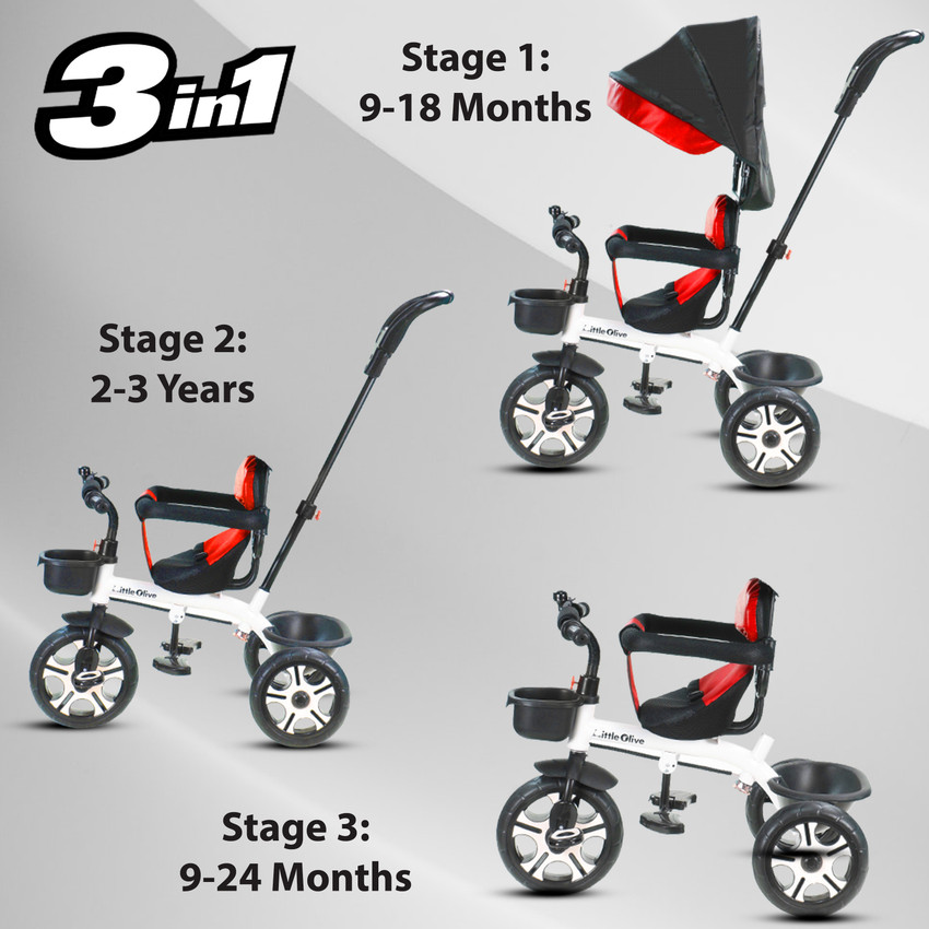 Little Olive Toy Tricycle Bicycle Cycle Baby Cycle Baby Tricycle Premium Tricycle with Canopy for Kids Tricycle