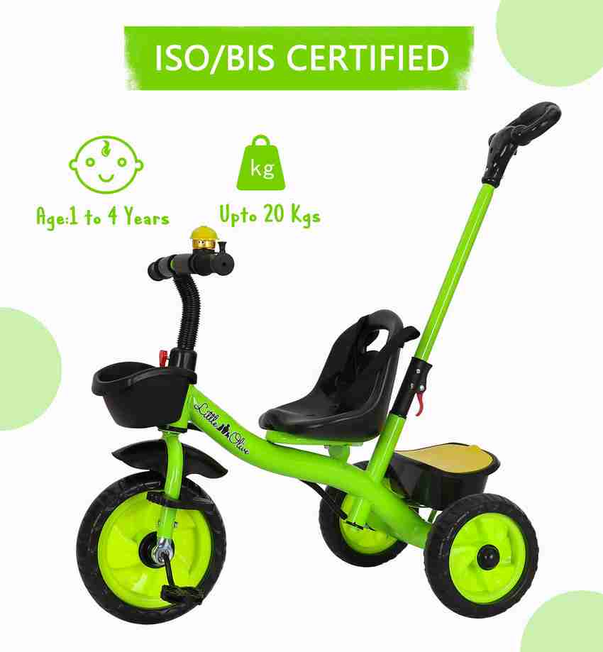 Little Olive Little Toes Tricycle Green 2 in 1 Tricycle with Push Bar and Footrest for Kids Tricycle