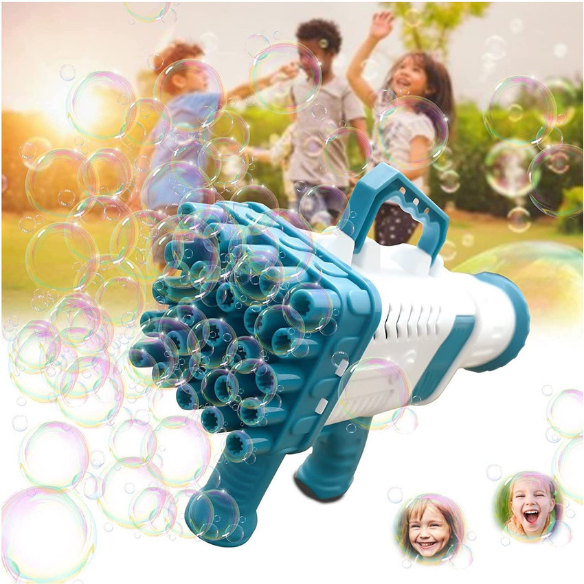 Bubble Gun 32 Holes with Bubble Solution Rocket Boom Bubble Gun (COLOR –