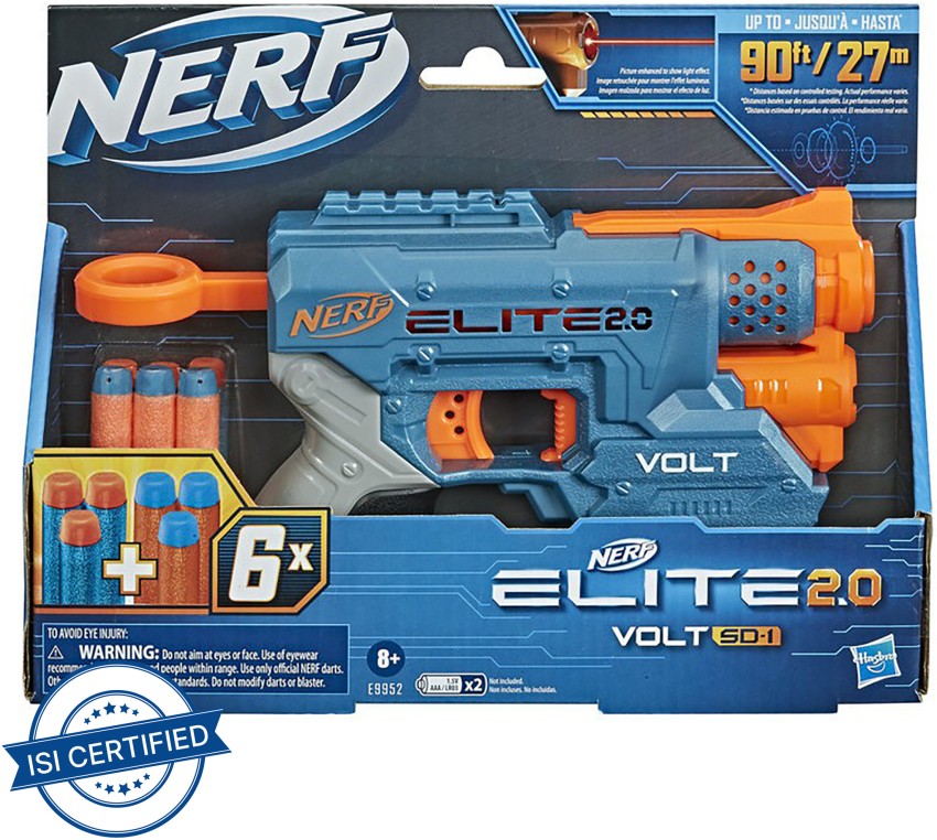 Nerf Elite 2.0 Volt SD-1 Blaster, 6 Nerf Elite Darts, Light Beam Targeting,  Dart Storage, Tactical Rails