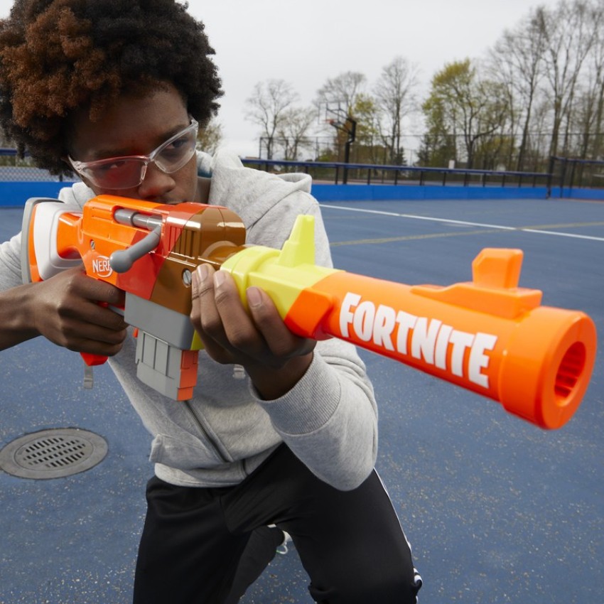 Nerf Fortnite HR Dart Blaster, Ruff Wrap Design, 6 Nerf Elite