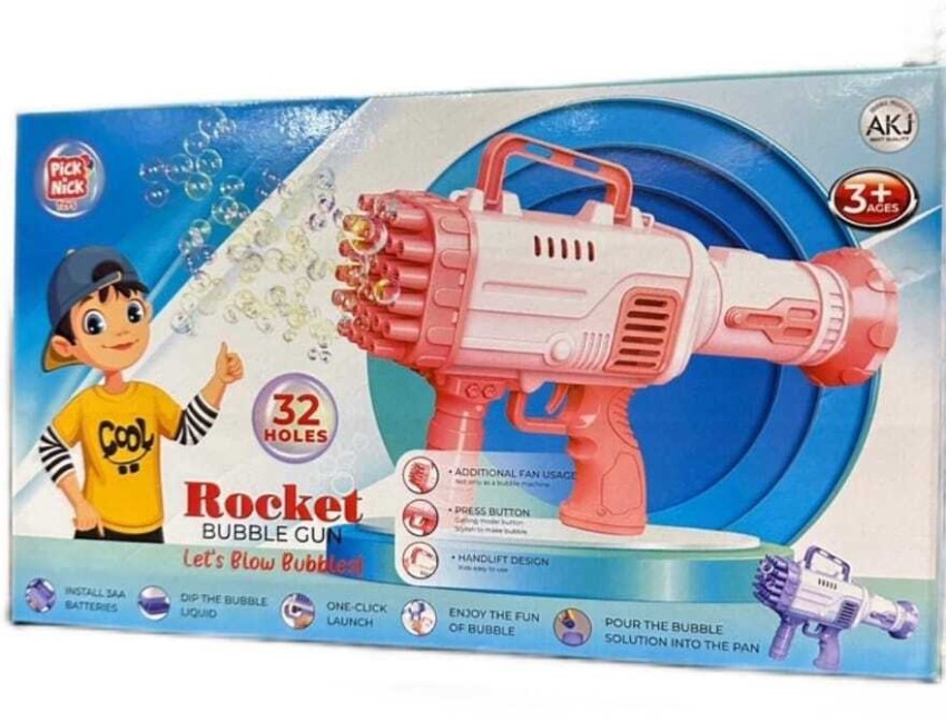 Bubble Gun, Bubble Machine for Kids, 69 Holes Rocket Bubble with 20 Packs  of Bubble Solution, Bubble Launcher Children's Toys