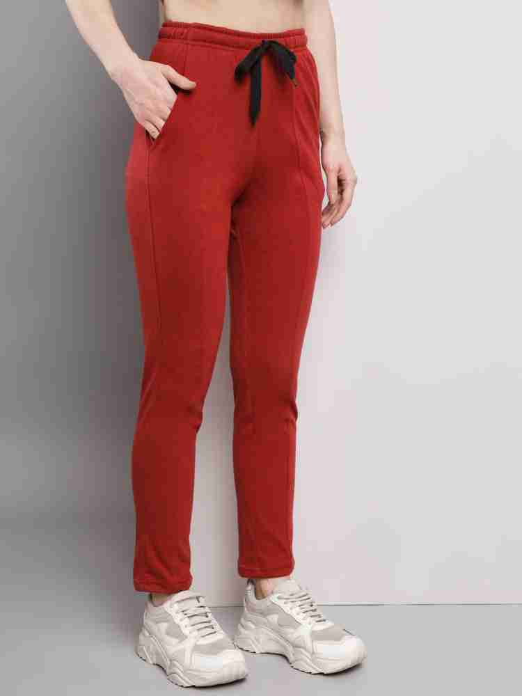 Q-Rious Solid Women Red Track Pants - Buy Q-Rious Solid Women Red Track  Pants Online at Best Prices in India
