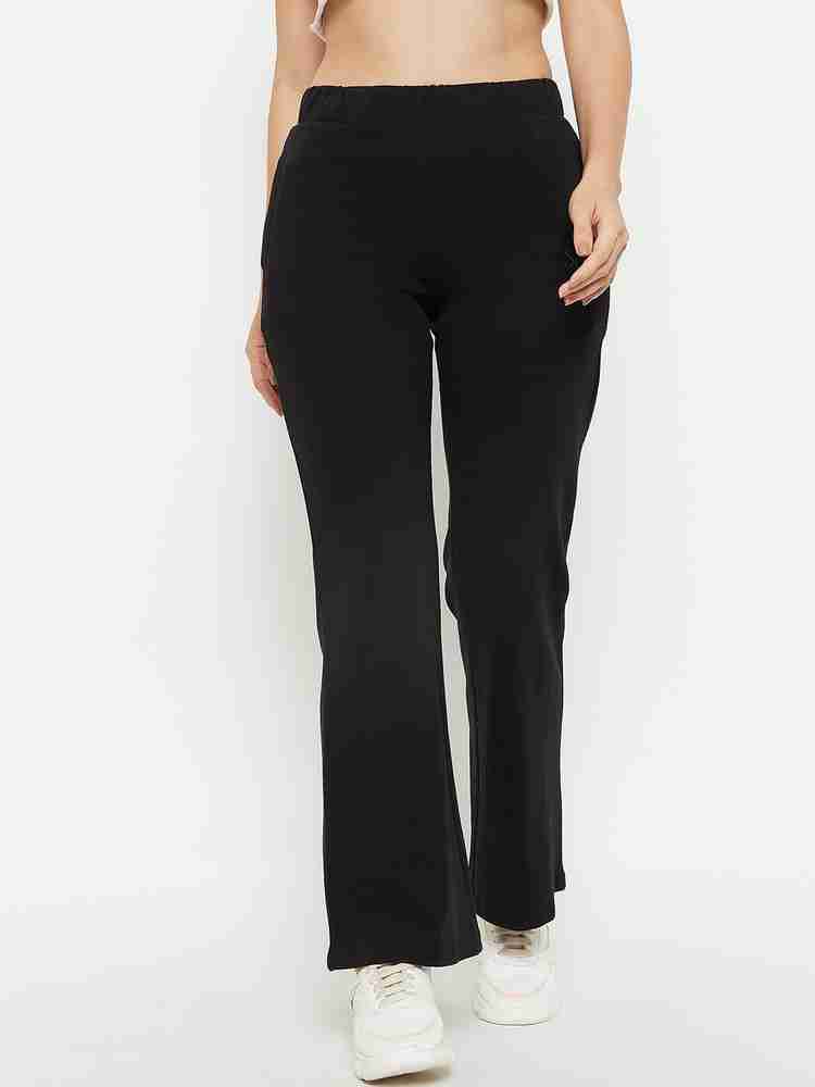 MADAME Solid Women Black Track Pants Buy MADAME Solid Women
