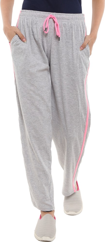 Women Pink Solid Cotton RelaxedFit Track Pants  BITTERLIME