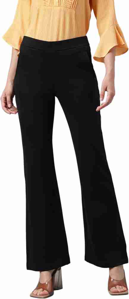 Black High Waisted Flare Leg Pants