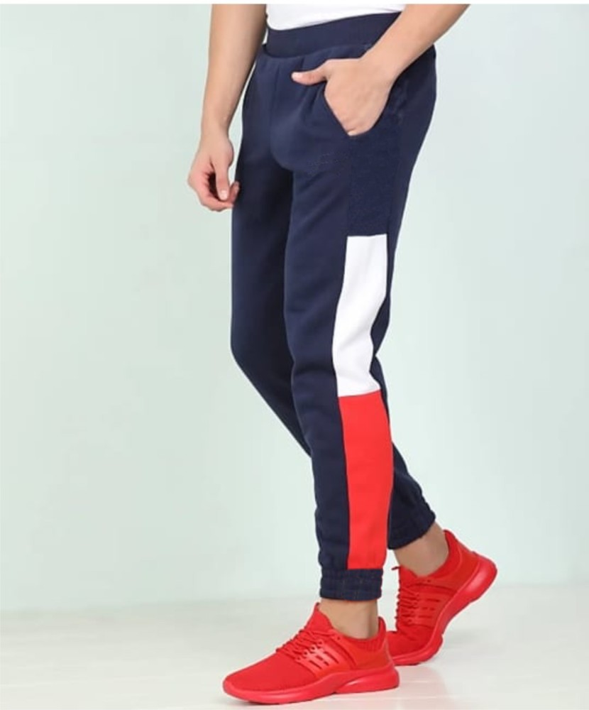 Haoser Pack of 2 Red and Navy Blue Slim fit Mens Sports Track Pants Lower  for