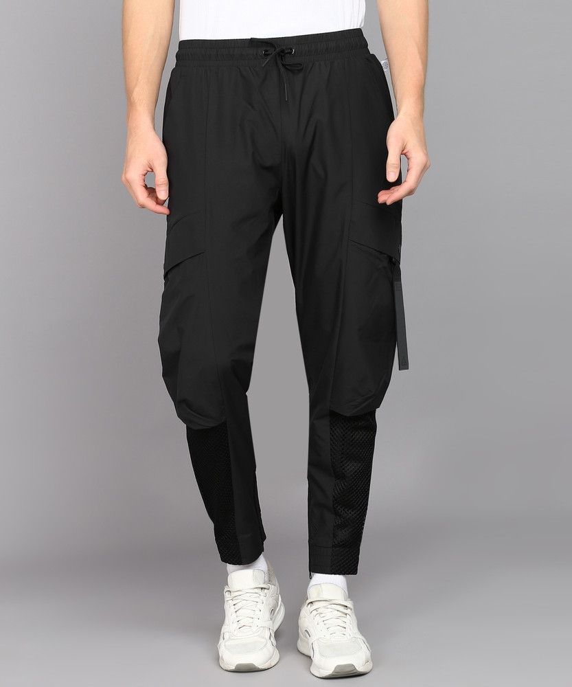 adidas solid men's black track pants
