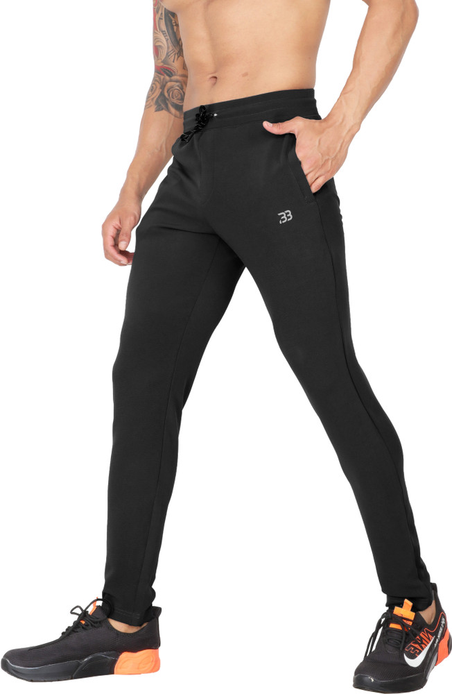BIG BUTTON Solid Men Black Track Pants Buy BIG BUTTON Solid Men