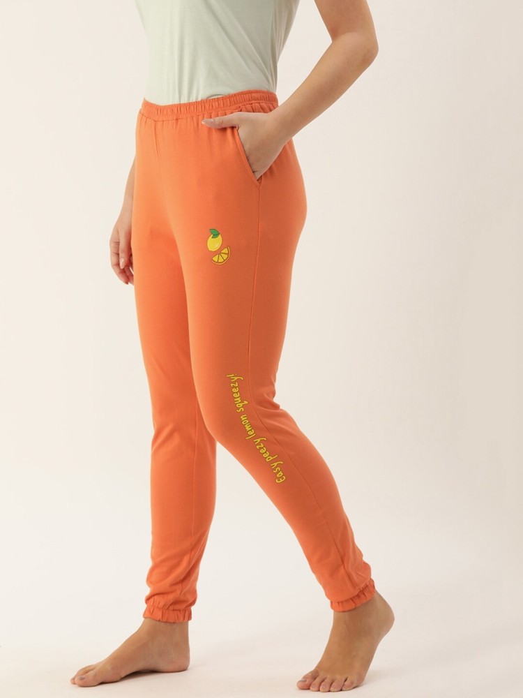 Dressberry Printed Women Orange Track Pants - Buy Dressberry