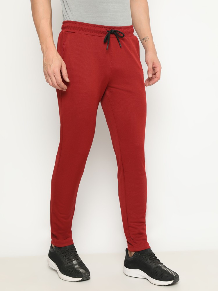 Maroon track pants on sale mens