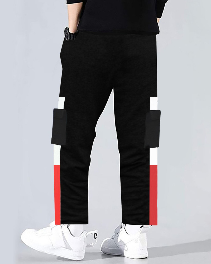 Red white sales track pants