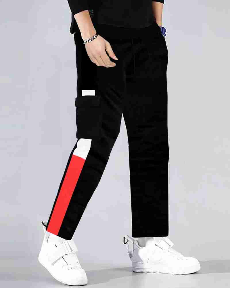 Black red and white track pants top