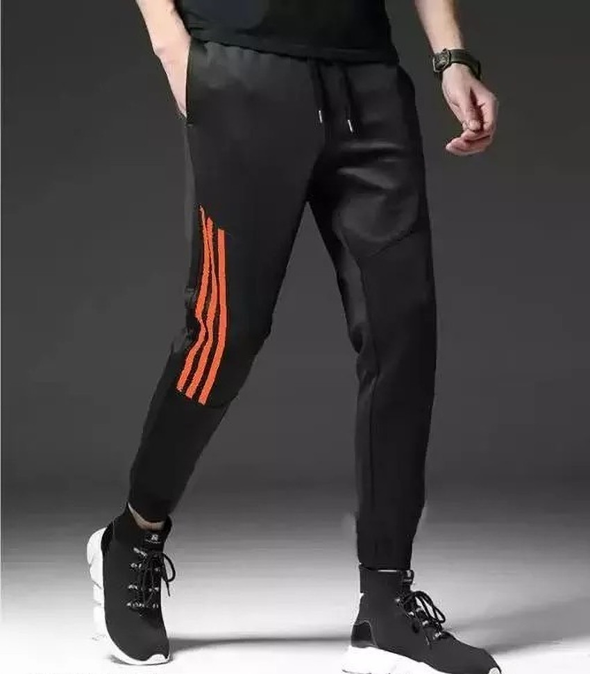 Black orange store track pants
