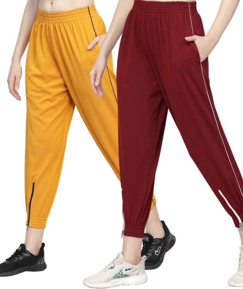 UZARUS Solid Women Maroon, Yellow Track Pants - Buy UZARUS Solid Women  Maroon, Yellow Track Pants Online at Best Prices in India