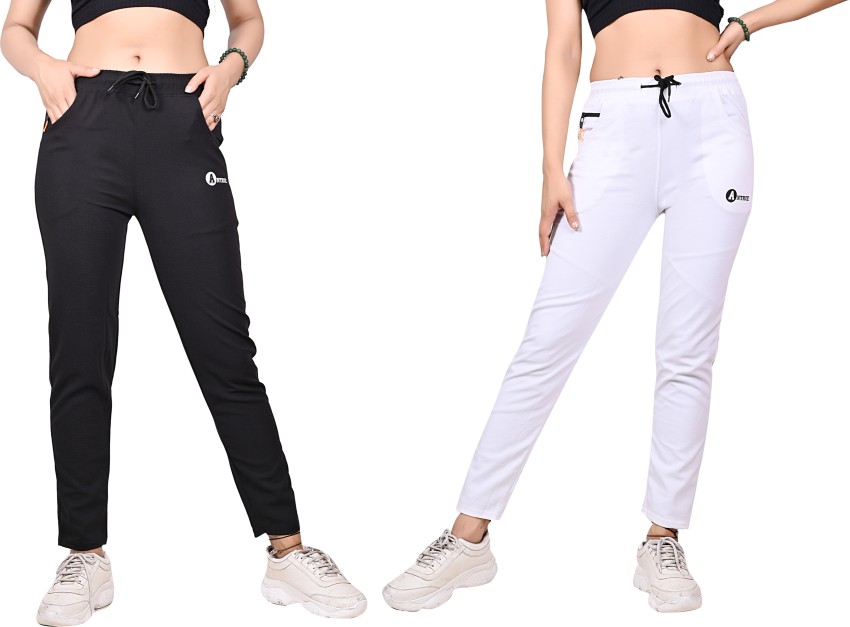 Fflirtygo Women's Solid Track Pant Black and Grey Color Combo Pack