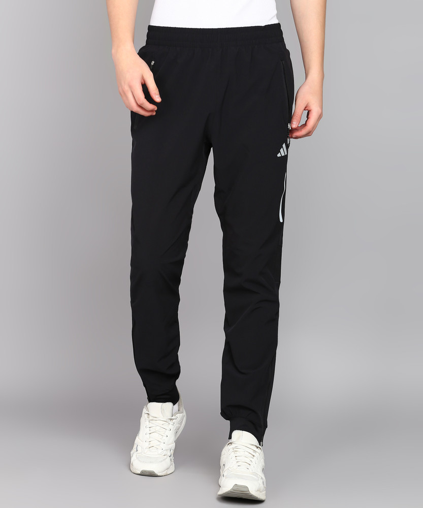 adidas solid men's black track pants