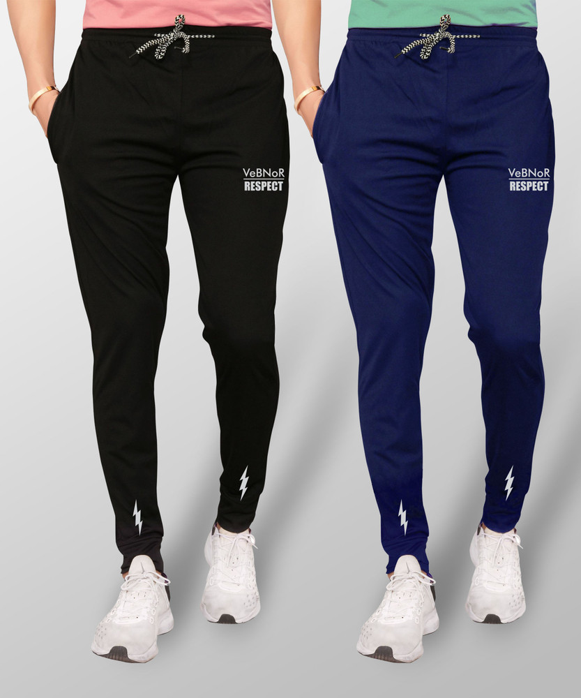 VeBNoR Solid Men Black Blue Track Pants Buy VeBNoR