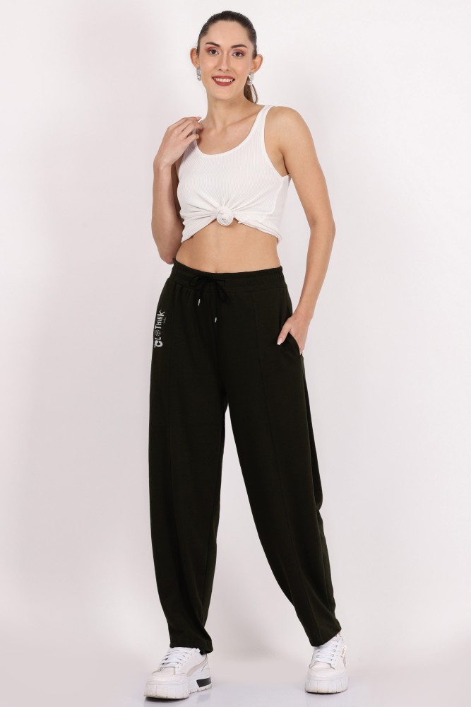 CLOTHINK India Solid Women Black Track Pants - Buy CLOTHINK India Solid  Women Black Track Pants Online at Best Prices in India