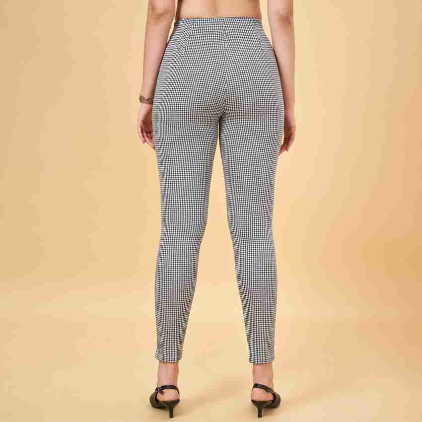 Pantaloons Women Print Grey Trousers - Selling Fast at