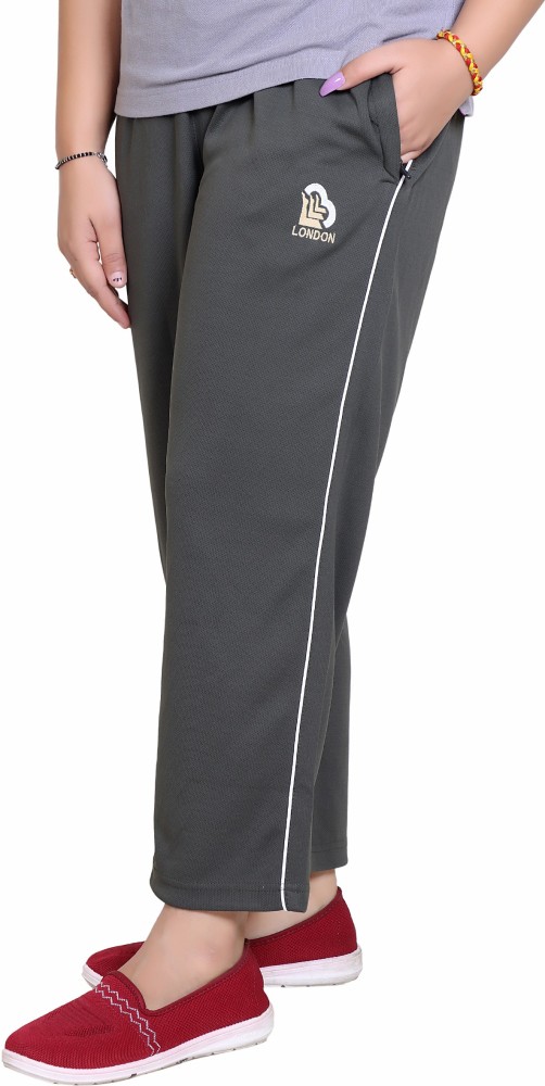 Plus Size Cotton Track Pants For Women Regular Fit Lounge Pants Lowers  Grey  Cupid Clothings