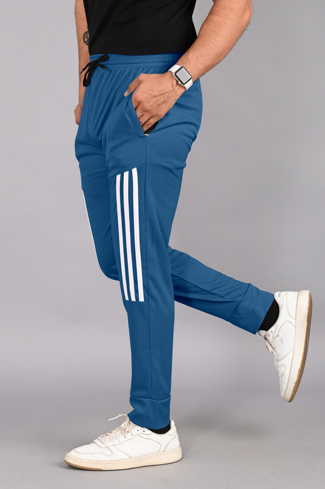 FabryKa Self Design Striped Men Light Blue Track Pants Buy