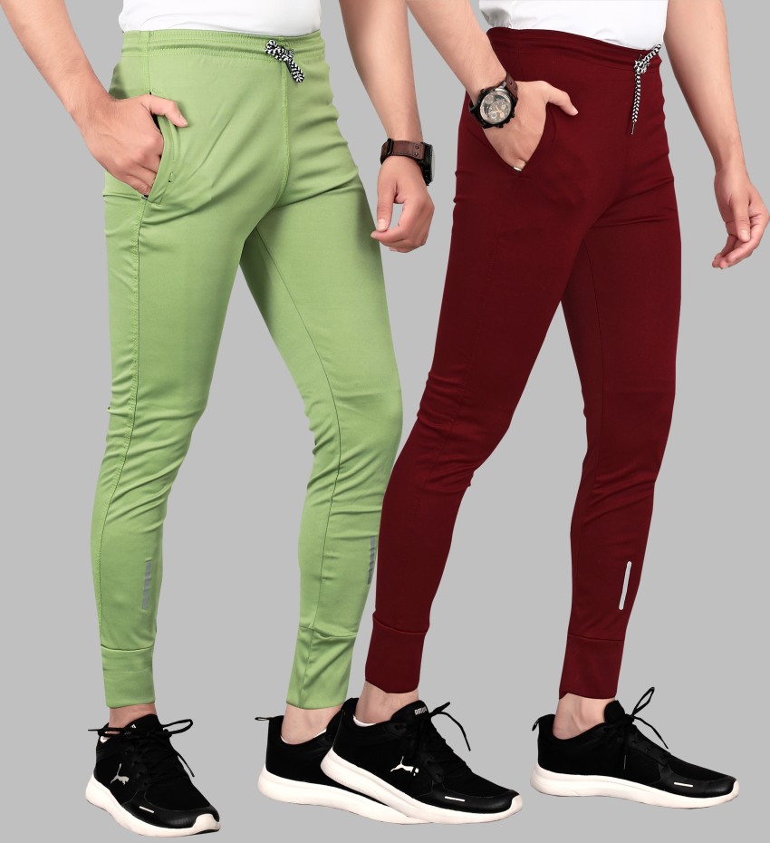 Men Green Solid Casual Track Pants