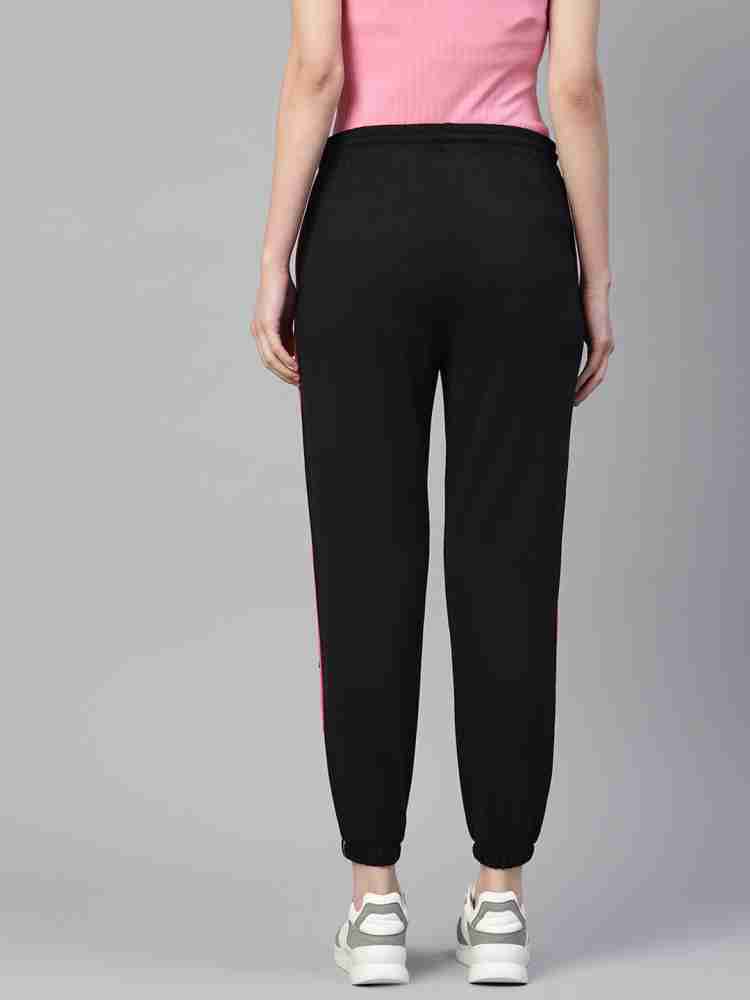 Laabha Women Black Pink Regular Fit Stylish Jogger